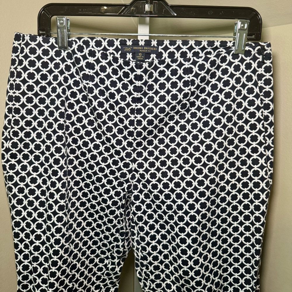 Women’s Brooks Brothers Natalie Fit Pants Navy White‎ side zip size 10
